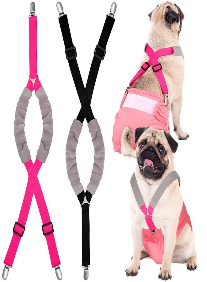 Saintrygo 2 Pcs Dog Suspenders for Diapers Female Male Belly Bands Canine Harness Keep Diaper on Your Pet for Small Medium and Large Dogs(Black, Pink,Medium) - Image 1